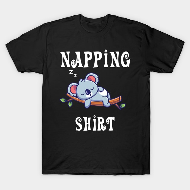 napping shirt with cute sleeping koala T-Shirt by vpdesigns